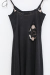 SWAYING 24 Autumn and Winter Crochet Splicing Suspender Long Skirt SW-SW24AW2L09-HEIHUI Black and Gray SW-SW24AW2L08